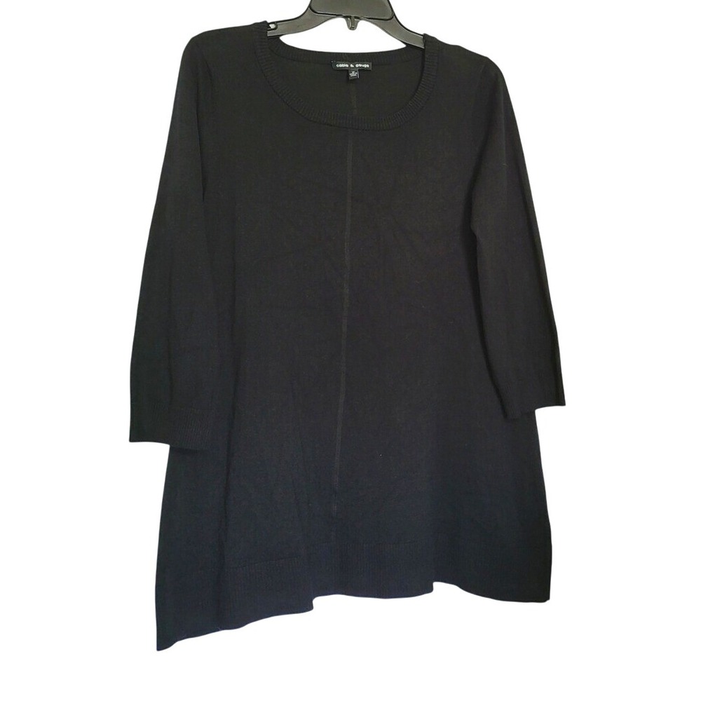 Cable & Gauge Womens Black 3/4 Sleeve Knit Career Tunic Sweater‎ Medium NWOT